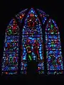 The stained glass window behind the altar inside St. Peter's Catholic Church in Brownsville, Pennsylvania