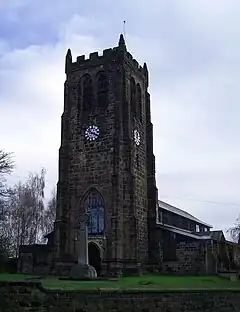 St Lawrence's Church, Heanor. Despite substantial rebuilding as late as the 1980s, it retains its perpendicular 15th century tower.