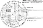 Top view of a twin 10-inch gun turret