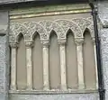 St Cedwyn, Llangedwyn. Romanesque Revival terracotta arcade.