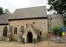 photograph of the rebuilt medieval church