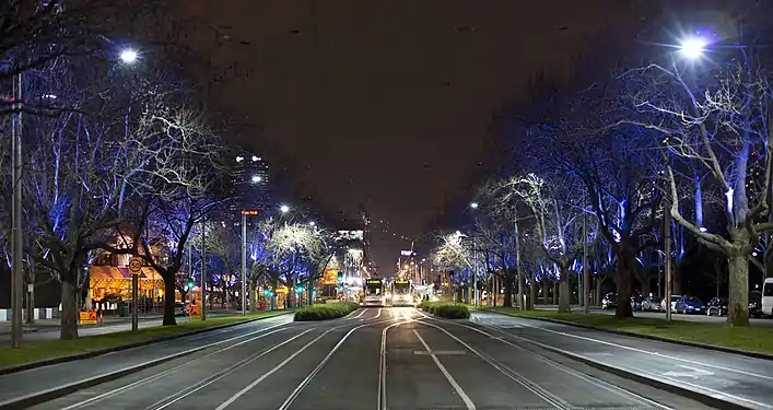 St Kilda Road, Melbourne at night