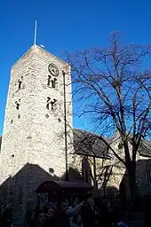 The Saxon tower of St Michael at the Northgate at the eastern end of Ship Street.