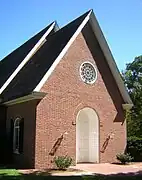 The 1970 narthex.  The original building begins at the break in the roof line.