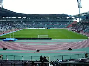 Stadium interior, photographed from the grandstand