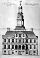 Maastricht city hall, considered Post's most accomplished work. After a drawing by Pieter Post