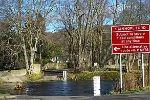 A ford in Stanhope, England, that has been closed