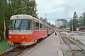 Railway Station in Starý Smokovec, with old set of trains (ČSD Class EMU 89.0)