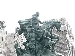 Statue of Saladin in front of the Citadel of Damascus