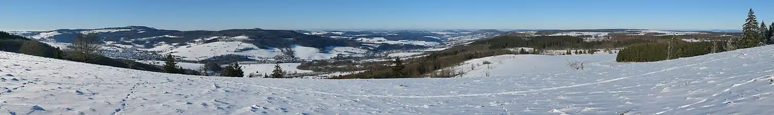 View from the northwestern hillside of the Stirnberg in the Rhön mountains