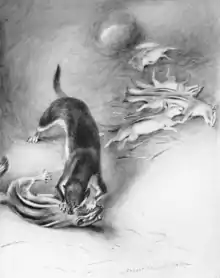 American ermine surplus killing a family of chipmunks, as illustrated by Ernest Thompson Seton