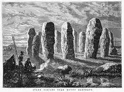 Stone circles near Mount Elephant (1877), illustration by J. W. Curtis (Courtesy: State Library of Victoria)