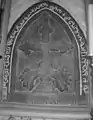 Stone cross with Book Pahlavi writings. Valiyapalli Church in Kottayam, Kerala, India