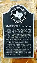 Texas Historical Commission marker at Stonewall Saloon