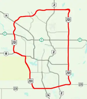 Stoney Trail encircles the northern, eastern, and southern portions of Calgary, with the west section of the road currently under construction.