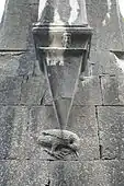 Relief of a pelican in connection with a corbel at the north pier of the chancel arch of Strade Priory. This carving was crafted c. 1440-1450