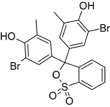 Skeletal formula of bromocresol purple in cyclic form