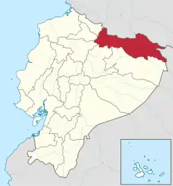 Location of Sucumbíos Province in Ecuador.