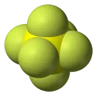 Spacefill model of sulfur hexafluoride