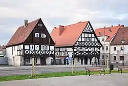 Old houses at the Plac Wolności (Liberty Square) in Sulików