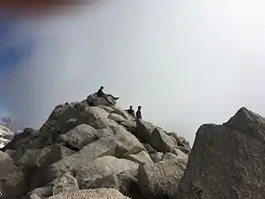 A view of the summit of Mount Shavano during the summer hiking season.