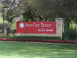 Main entry to Sun City Texas