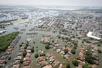 Image 21Flooding in Port Arthur, Texas caused by Hurricane Harvey. Harvey was the wettest and second-costliest tropical cyclone in United States history. (from Effects of tropical cyclones)