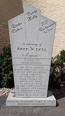 Monument in front of the Surf Ballroom in Clear Lake, Iowa