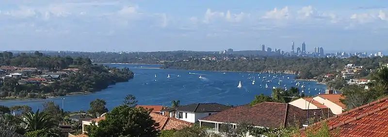 View from East Fremantle of Bicton's Blackwall Reach and Point Walter