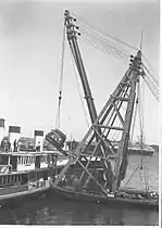 Diesel generators being installed during conversion to diesel-electric, 1936