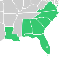 Symphyotrichum elliottii native distribution by state: US — Alabama, Florida, Georgia, Louisiana, North Carolina, South Carolina, and Virginia.