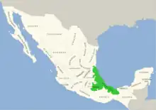 Symphyotrichum schaffneri native distribution map: Mexico — Puebla and Veracruz.