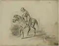 "A Farmhand on Horseback" (Parobek na koniu). Ink on paper, 1852