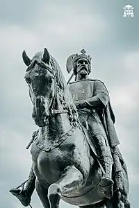 Horse statue of Saint Ladislaus in the Roman Catholic Diocese of Oradea, Romania (made by Árpád Deák in 2023)