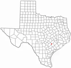 Location of Moulton, Texas