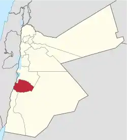 Location of Tafilah Governorate