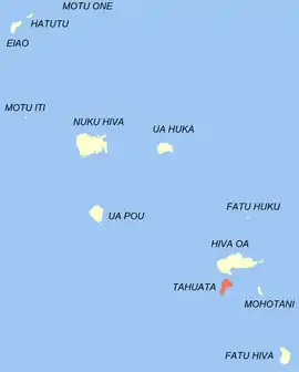 Location of the commune (in red) within the Marquesas Islands