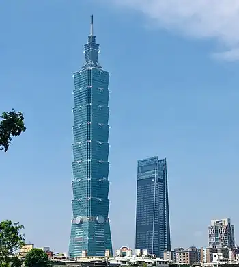 Taipei 101 next to Taipei Nan Shan Plaza