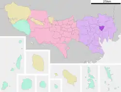 Location of Taitō in Tokyo Metropolis