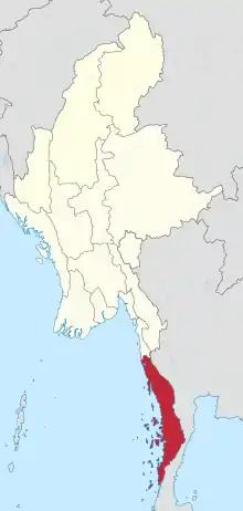 Location of Tanintharyi Region in Myanmar