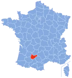 Locator map for Montauban