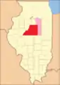 Tazewell County between 1829 and 1830: the creation of Macon County established a southern border for Tazewell's additional territory.