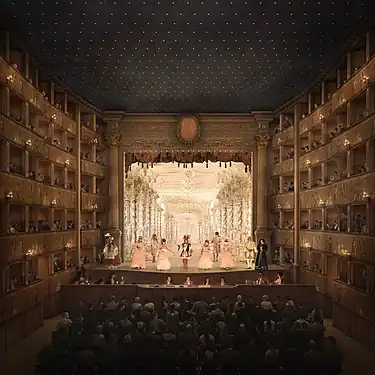 Reconstruction of the inauguration of Venice's Teatro San Cassiano in 1637 with Andromeda