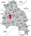 Location of Teisbach within the former Landkreis Dingolfing