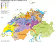 Multicolored map of Switzerland