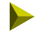 The 6 lines of the symbol can be seen in 6 edges of the regular tetrahedron (triangular pyramid), as viewed above one of the vertices