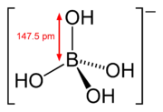 Stereo, skeletal formula of tetrahydroxyborate with a dimension