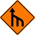 End of right lanes (form 1 lane)