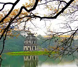 Tháp Rùa (Turtle Tower) in Hoàn Kiếm Lake