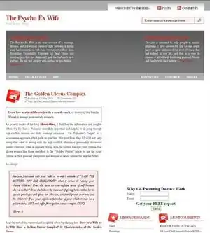 A screenshot of the ThePsychoExWife.com Web site